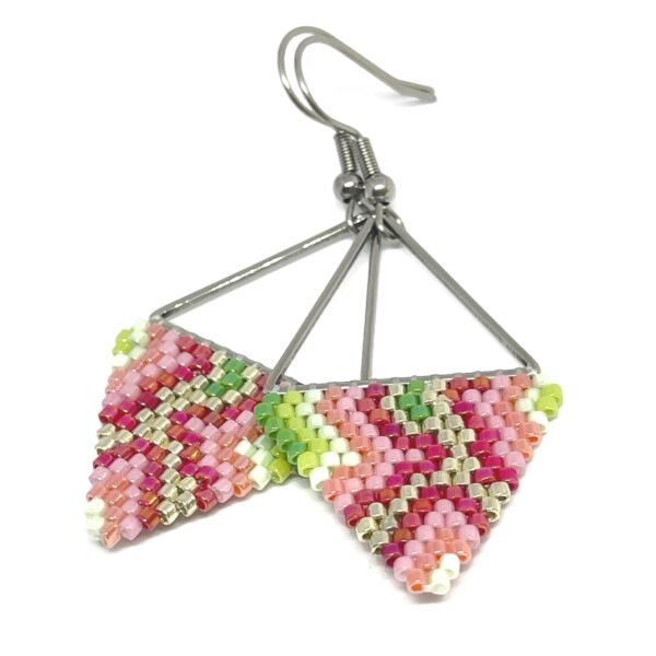 Boucles d'oreilles en perles de verre tissées - Multicolore - Cadeau femme fait main - boucles d'oreilles artisanales - Boucles d'oreilles perles tissées
