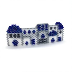 Barrette à cheveux - Bijou de cheveux - Barrette - Mykonos - Barrette bleue et blanches - Maisons bleues - iles grecques - Santorin - Barrette artisanale - Barrette faite main - Barrette en perles - Perles tissées - Cadeau femme fait main - Cadeau fille